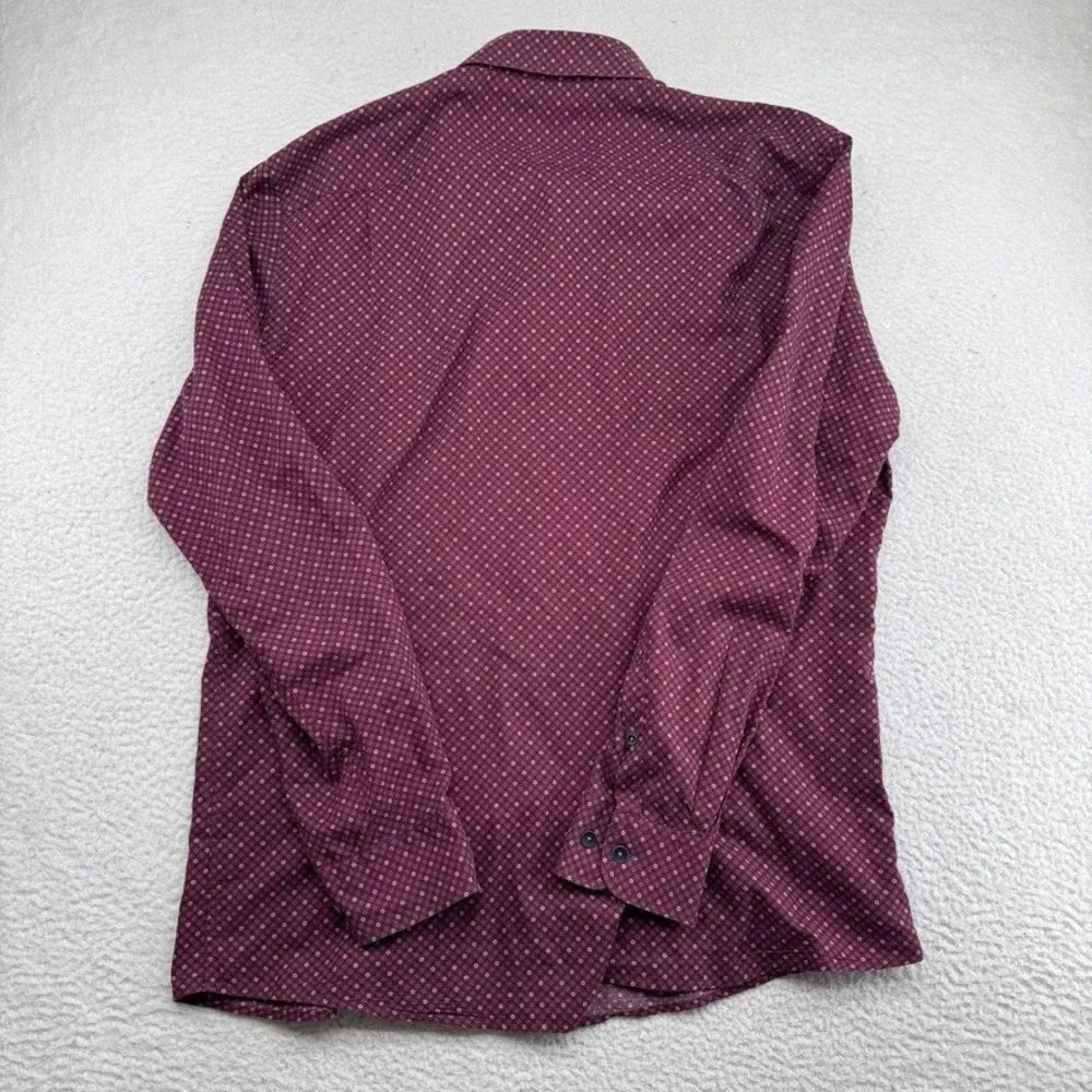 Rod & Gunn Sports Fit Shirt Mens XL Maroon Geometric Long Sleeve Light Stretch